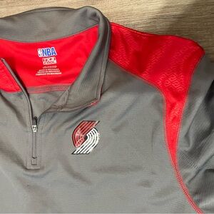 Portland blazers NBA Gray and Red  coach Pullover with Logo